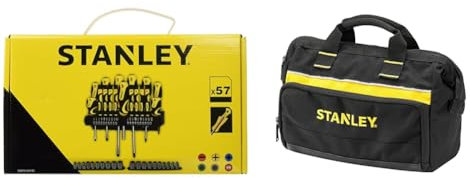 STANLEY STHT0-62143 Set 57 Pezzi Giraviti e Inserti e Chiavi a Bussola & 1-93-330 BORSA PORTA ATTREZZI 12,5