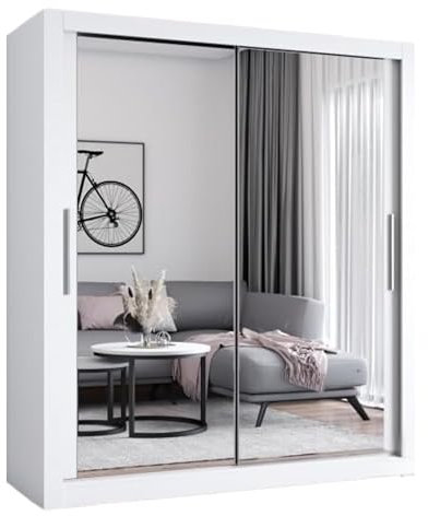 Fabryka Mebli Idzczak - Armoire Chambre Adulte 180 cm Largeur, Placard Chambre Milan, Porte Coulissante - Blanc