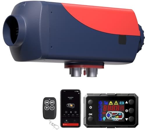 8KW Diesel Heater, 12V Diesel Air Heater with Bluetooth Remote Control and Smart APP,Car Heaters Automatic Adjustment Support Heater 10L Fuel Tank for Car, Truck, Garage,Boat, RV,Trailer