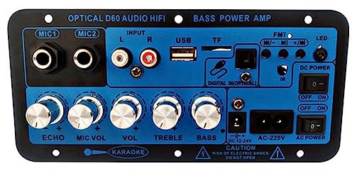 Malloy D60 Scheda Amplificatore di Potenza Subwoofer da 50 W con Audio Ottico Scheda Amplificatore Audio Bluetooth 12V24V220V per Spina Audio EU