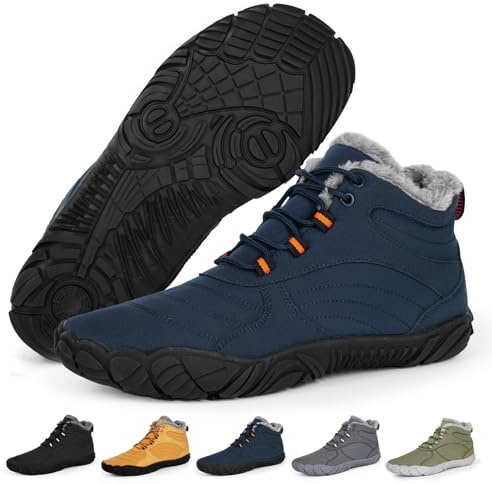 RUYI Chaussures de marche pieds nus d'hiver chaudes doublées Chaussures d'hiver Chaussures pour femmes et hommes Imperméables avec semelle antidérapante et espace large pour les orteils, 42 EU