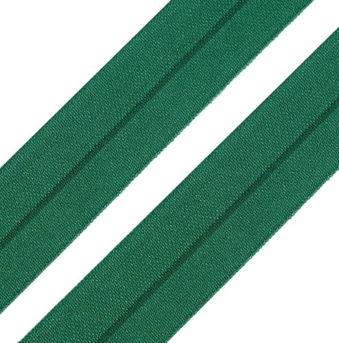 1m Einfassband 20mm hochelastisch 44% Elastan gefalzt Meterware Faltgummi Schrägband Farbwahl, Größe:20mm, Farbe:dunkelgrün