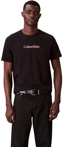 Calvin Klein Herren T-Shirt Kurzarm Glitched Logo Classic Tee aus Baumwolle, Schwarz (Black), XXL