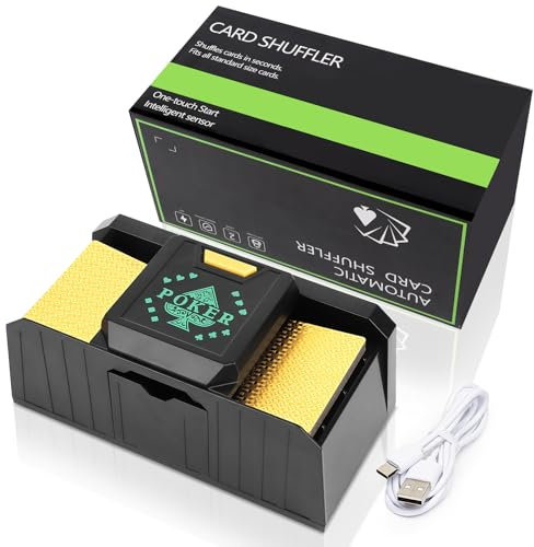 Kartenmischmaschine Elektrische, MXTIMWAN Kartenmischmaschine Elektrische für 1-2 Deck, Automatischer Kartenmischer für Omaha, Baccarat, Blackjack, Poker, Texas Hold Em, Batteriebetrieben