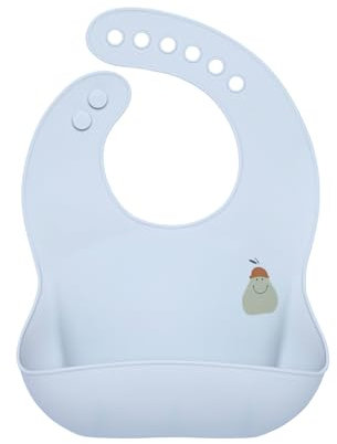 LÄSSIG Baby Silikon Lätzchen Kleinkinder Lätzchen mit Auffangschale spülmaschinengeeignet/Happy Fruits Pear