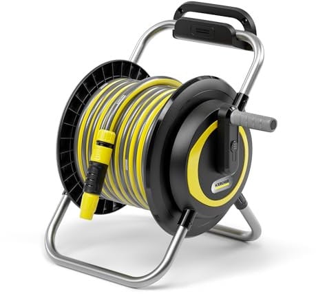 Kärcher HR 3.20 - Set di portagomma da giardino, capacità massima 40 m, flessibile, facile da riporre a parete, include tubo da 20 m e accessori, colore: nero