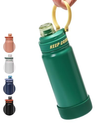 pluseight Gourde en acier inoxydable - 650 ml - Anti-fuite - Avec paille et couvercle - Pour l'école, les enfants, les femmes, les hommes - Anti-fuite et résistante à la transpiration - Avec couvercle