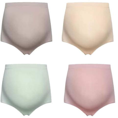 AWAVM Mutandine per Gestante, 4PCS Morbido e Traspirante Mutande Premaman Sostegno, Mutande Donna a Vita Alta Bassa e in Cotone, Slip Premaman per Futura Mamma Comoda