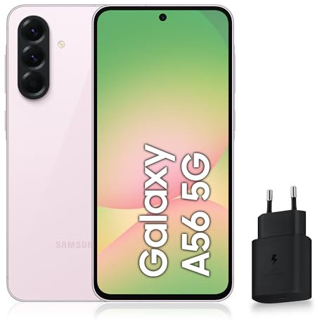 Samsung Galaxy A56 5G, Smartphone Android, 128 Go, Chargeur Secteur Rapide 25W Inclus, Smartphone déverrouillé, Rose, Version FR