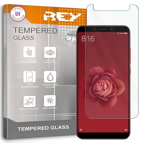 REY Protector de Pantalla para XIAOMI Mi A2 - Mi 6X - MiA2 - Mi6x, Cristal con Doble Protección UV, Vidrio Templado Premium 9H+
