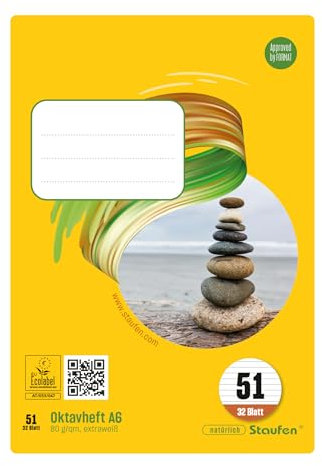 Staufen Style Oktavheft - 10er Hefte je 32 Blatt, Lineatur 51 (7mm liniert), DIN A6, 80 g/m² Papier