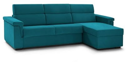 Talamo Italia - Sofa mit Halbinsel Zelinda, Ecksofa für Wohnzimmer, gepolstert, Abnehmbarer Bezug, 100% Made in Italy-Qualität, 285x160 h100 cm, Hellblau
