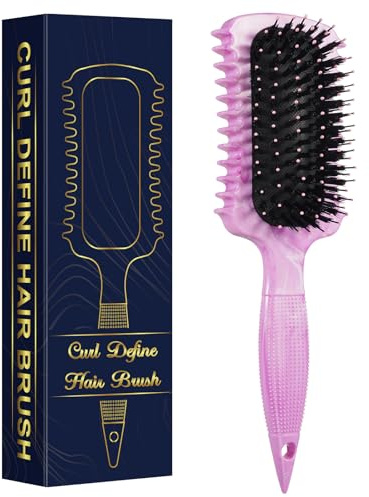 Curl Defining Brush, Volume Curly Hair Brush Products for Effortlessly Detangling Shaping and Styling Women Men Curls on All Wet or Dry Hair Types, Reduces Frizz (Marmor Purple)