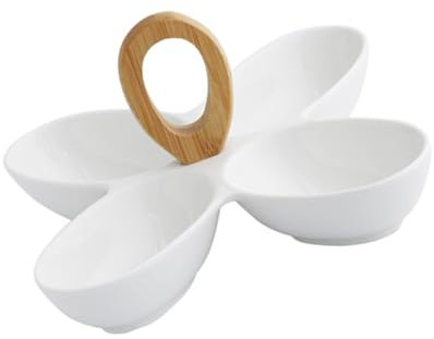 HOLIDYOYO Plateau à Fruits Céramique Assiette à Snacks Et Fruits Secs Design Élégant Quatre Pour Réunions Et Événements Sociaux