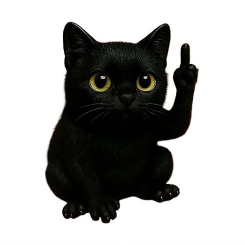 tkerinse Lustige Mini-Mittelfinger-Tierstatue, Mittelfingerkatze, Kunstharz, lustige Mittelfinger-Desktop-Statue, schwarze Katze, Skulptur für Büro, Tisch, Schreibtisch, Geschenk