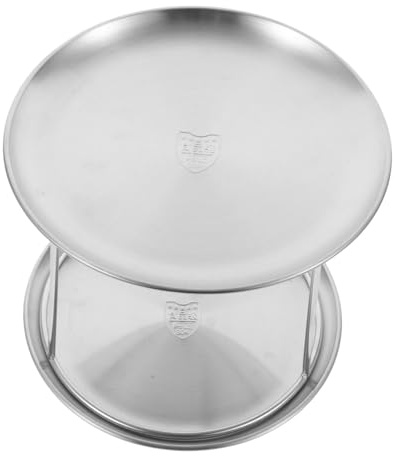 Mikikit Vassoio Acciaio Inox per Frutti di Mare, Alzata a 2 Livelli in Acciaio Inossidabile, Elegante per Hotel e Feste, Argento