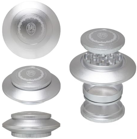 Chongz Grinder 63mm UFO Metal Grinder – Premium Build with 45mm Grinding Surface & Sharp Mesh for Perfect Consistency (Silver)