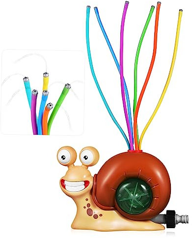 Garneck Outdoor Water Spray Sprinkler for Fun Snail Design with Swing Tubes for Summer Water Play Backyard Lawn Easy to Use Garden Hose Attachment