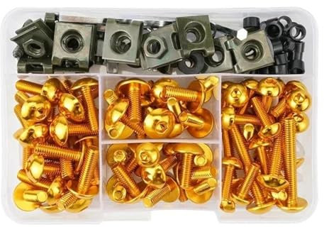 ZWBHNB Kit di Bulloni E Viti per Carenatura per Y&amaha TDM 850 900/A, TMAX 500/530 SX/DX, SRV250, SRX 400, 600, TDR250 Kit Bulloni di Carenatura Completo(Oro)