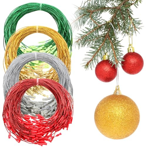 Scettar 800 Stück Weihnachtskugel Aufhänger Set Ornament Aufhänger Schnur mit Verschluss Haken für Weihnachtskugeln Kugel Aufhänger Christbaumschmuck Dekoration Schnur für DIY Geschenke