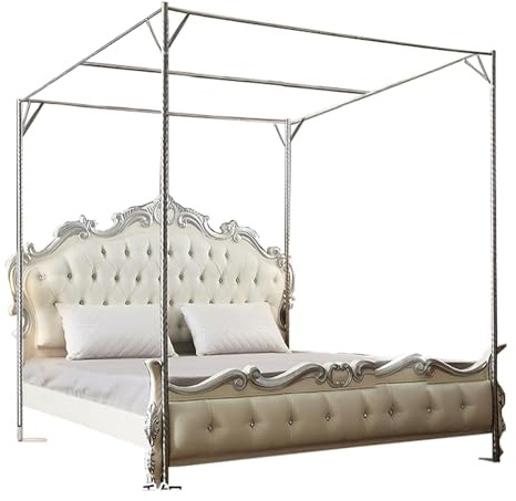 XXYLC Moskitonetz-Halterung, Edelstahl-Betthimmel Bett-Baldachin-Rahmen Vier Eckbett Moskitonetzhalter Himmelbett, Einfach Installieren, Für Twin Full Size (Size:1.2X2.0M)