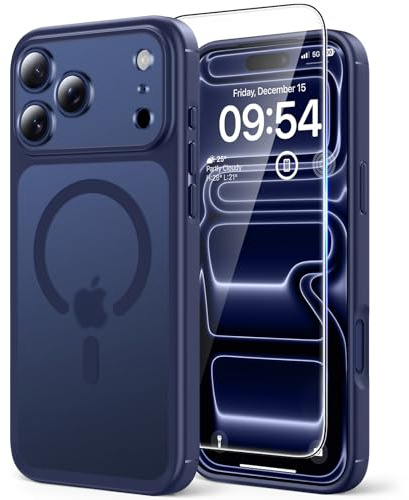TAURI für iPhone 17 Pro Max Hülle 6,9 mit Schutzfolie - Matt Tiefblau | Kompatibel mit MagSafe, Vollständiger Kameraschutz, Stoßfest Militärstandard Magnetisch Handyhülle
