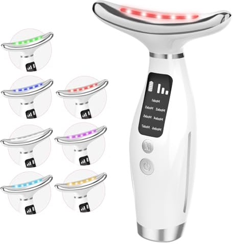 Face Massager, 3 Modes 7 Colors Anti-Wrinkle Face Toning Device with 45±5°C, Electric Facial & Neck Massager for Women