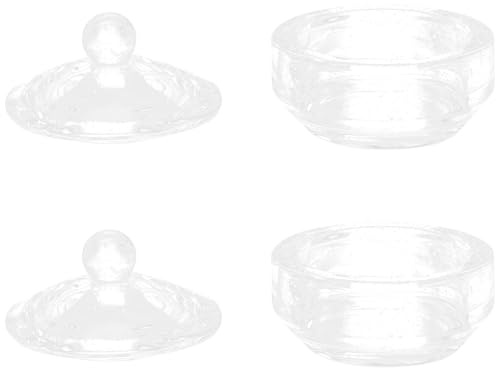 OSALADI Lot de 2 Coupelles à Ongles Rondes en Verre avec Couvercles, Porte-liquide et Porte-poudre pour Manucure, Plat en Verre pour Ongles Acryliques, Accessoires pour Nail Art, Usage
