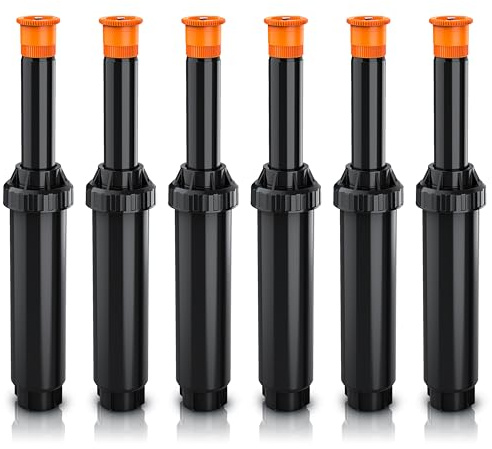 Brandson - 6X Set Versenkregner Viereck - Rasensprinkler – Pop-up Bewässerungssystem für kleine Rasenflächen bis 25 m² - Rasensprenger versenkbar - Rasensprenger Sprühregner