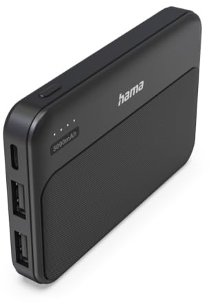 Hama Power Pack, 5000mAh, externer Akku mit 2X USB A, LED-Anzeige, kompakt | Akku Pack anthrazit, zertifiziert, akkuschonend, sicher, mobiles Ladegerät, Handy Zubehör, auch f. Smartwatch, Kopfhörer etc.