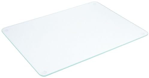 Contacto Glas-Schneidebrett, Geruchsneutral, hygienisch und schlagfest, hitze- und kältebeständig, Transparentes Schneidbrett aus gehärtetem Glas mit rutschfesten Füßen, 40 x 30 cm