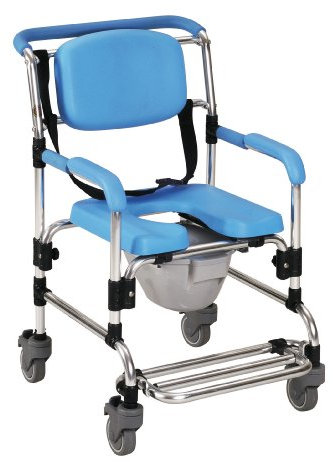 HOMECRAFT Ocean Wheeled Shower Commode Chair, Padded Shower Seat with Wheels and Built In Toilet, Shower Chair and Toilet, Bath Stool for Bathing, Elderly, Disabled, and Limited Mobility