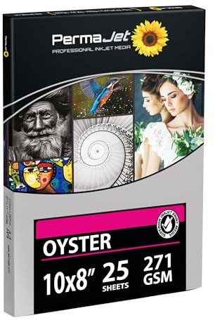 PermaJet Oyster 271gsm | 10 x 8 25 Sheets | Inkjet Semi-Gloss/Lustre Printer Photo Paper