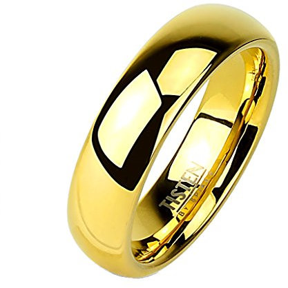 Tapsi´s Coolbodyart® Ring Tisten Titan Wolfram gold 6mm breit Hochglanz polierter Ring IP Gold 60 (19)