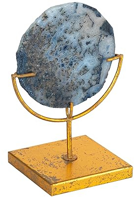 Creative Co-Op Decorative Agate Stone Slice on Metal Stand