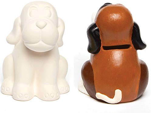 Baker Ross Keramik-Spardosen „Hund“ für Kinder zum Basteln und Dekorieren (2 Stück)
