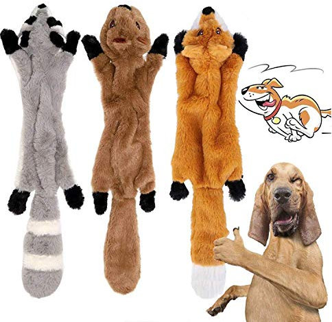 YAMI 3 Pack Hund Quietschende Kauen Spielzeug Keine Füllung Hund Spielzeug Plüsch Tier Hundespielzeug für Kleine Medium Hund