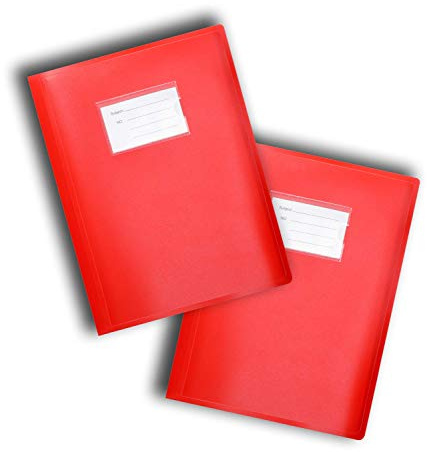 Quaderno espositore flessibile con fogli trasparenti, A4, 104 fogli, 208 facciate, organizer per documenti e libri, portadocumenti A4 Red - Pack of 2