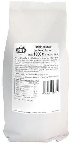 RUF Pudding Schokolade, Puddingpulver für Schokopudding, nur mit Milch und Zucker aufkochen, Großgebinde, glutenfrei, ohne deklarationspflichtige Zusatzstoffe, 1x1000g