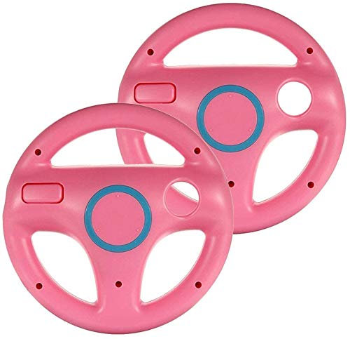 TheMax Pnk - Juego de 2 soportes para volante de volante para mando de juegos Wii de Mario Kart