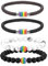 Cupimatch 4PCS Gay Pride Lederarmband LGBT Regenbogen Armband Natursteinen Armband Geflocht Leder Armreif, Schwarz Weiß