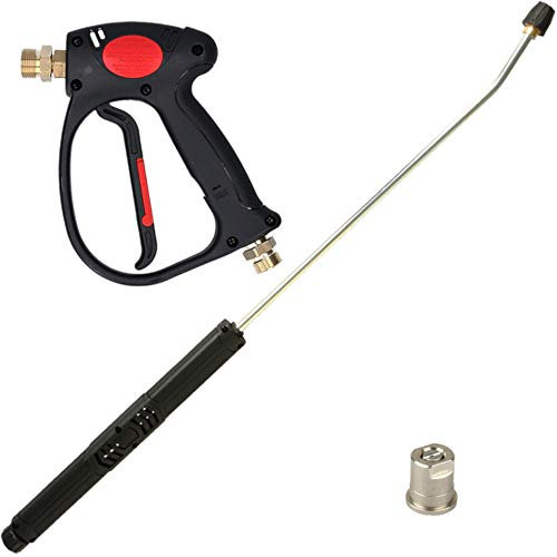 McFilter I Hochdruckreiniger Lanze M22 x 1,5 IG (90 cm) inkl. Mundstück 050 und Pistole M22 x 1,5 AG, bis 280 bar, Kompatibel mit Kärcher, Kränzle, uvm. Mehrfarbig