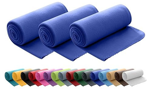 wometo 3er Set Polar Fleecedecke oekoTex 130x160 ca. 400g mit Anti-Pilling und Kettelrand blau dunkelblau