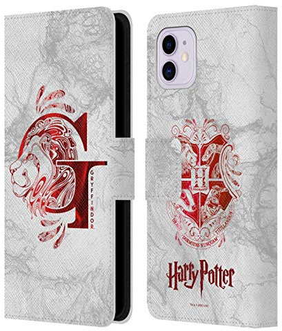 Head Case Designs Offizielle Harry Potter Gryffindor Aguamenti Deathly Hallows IX Leder-Wallet-Hülle Kompatibel mit Apple iPhone 11