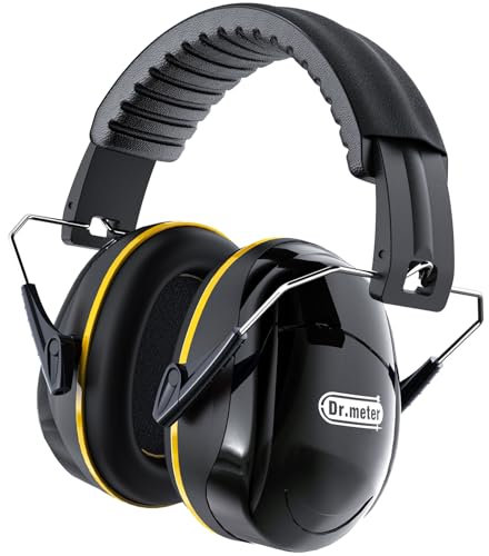 Dr.meter Protectores Auditivos Plegables para Adultos, Procase Casco Antiruido SNR 31dB Banda Ajustable para la Cabeza Plegables Defensores para Campo de Disparo Caza negro+amarillo