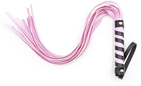 Yikoly Peitsche sex sm Geflochten Leder Erotik Spanking Paddel Gerte Bondage Cosplay Rollenspielen Sex Spielzeug Slave Zubehör Flitter Flogger für Paare Adults -45CM (Pink)