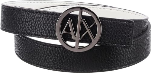 Armani Exchange Women's, Essential, double face, circle logo, Belt Black/white, 75