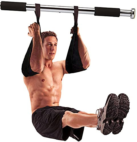 Taeku Bauchmuskelschlaufen, 1 Paar Armschlaufen für Bauchtraining Ab Straps Slings Klimmzugstange Bauchtrainer für Tür Reck und Turnstange (Schwarz)