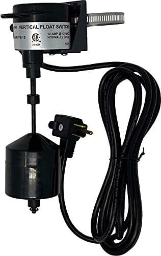 PumpSpy Interruptor de flotador vertical para bombas de sumidero, interruptor de bomba universal de repuesto con cable de 10 pies, control de nivel de agua