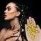 Flosius 50PCS Gold Rhinestone Hair Jewelry for Women Braids Iron Dreadlock Beads Accessories With 100 pcs Mini Rubber Bands Metal Hair Cuffs for Braids for Girls (A)